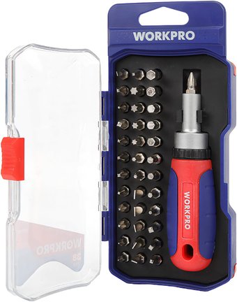 Набор отвертка с битами Workpro WP200517 (38 предметов)