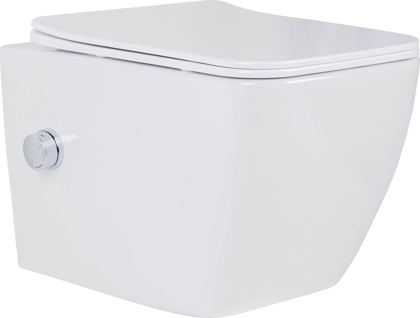 Унитаз подвесной Roxen Cube Tornado Bidet в комплекте с инсталляцией StounFix Dual Fresh 6 в 1 868571 (кнопка: сатин матовая)