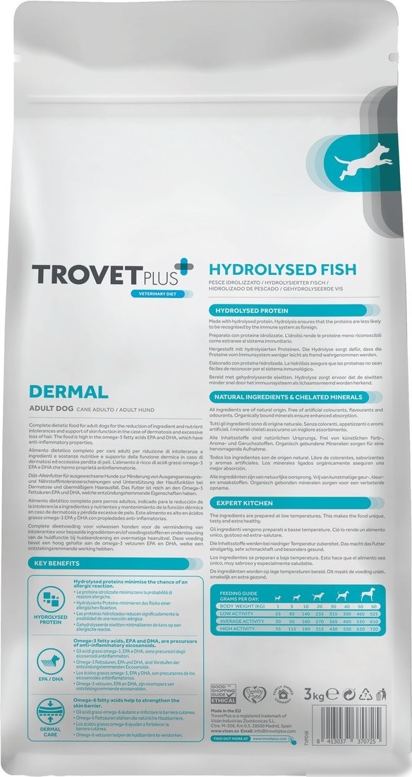 Сухой корм для собак Trovet Plus Adult Dog Dermal Hydrolised Fresh Fish (3кг)