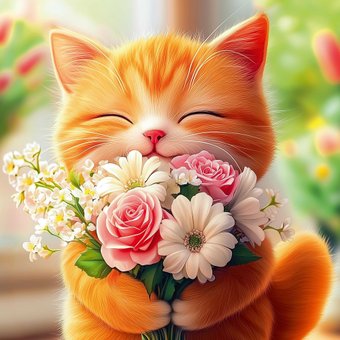 Алмазная мозаика Феникс+ Котенок с букетом 71438