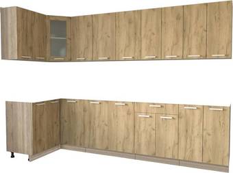 Готовая кухня Интерлиния Мила 12x30 без столешницы (дуб золотой)
