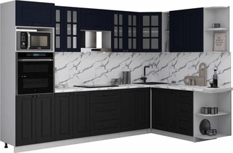 Готовая кухня Интерлиния Мила Деко 1.88x3.0 PR (черный/индиго/белый гранит)