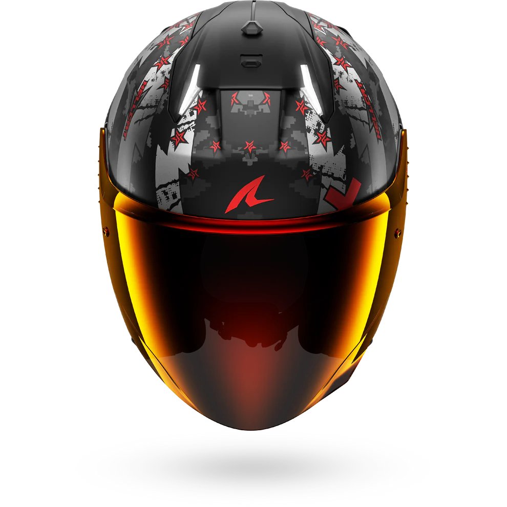 Мотошлем Shark Helmets Skwal i3 Jet Hellcat Mat HE3511E-KUR-M (M, черный/хром/красный)