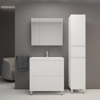 Symbolite Тумба под умывальник Манхэттен 80 Plus 2 ящика (белый матовый)