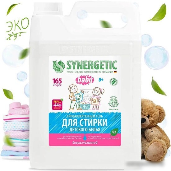 Гель для стирки Synergetic для детского белья 5 л