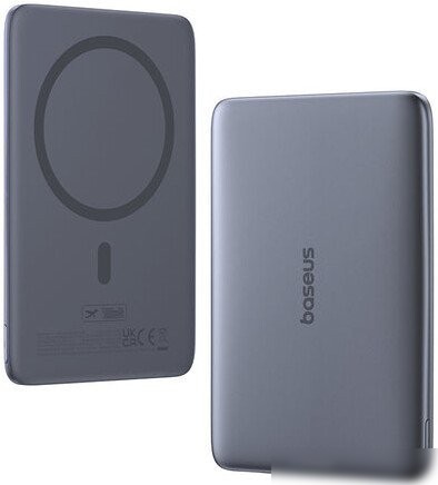 Внешний аккумулятор Baseus PicoGo AM41 Ultra-Slim Magnetic Power Bank 5000mAh (серый)