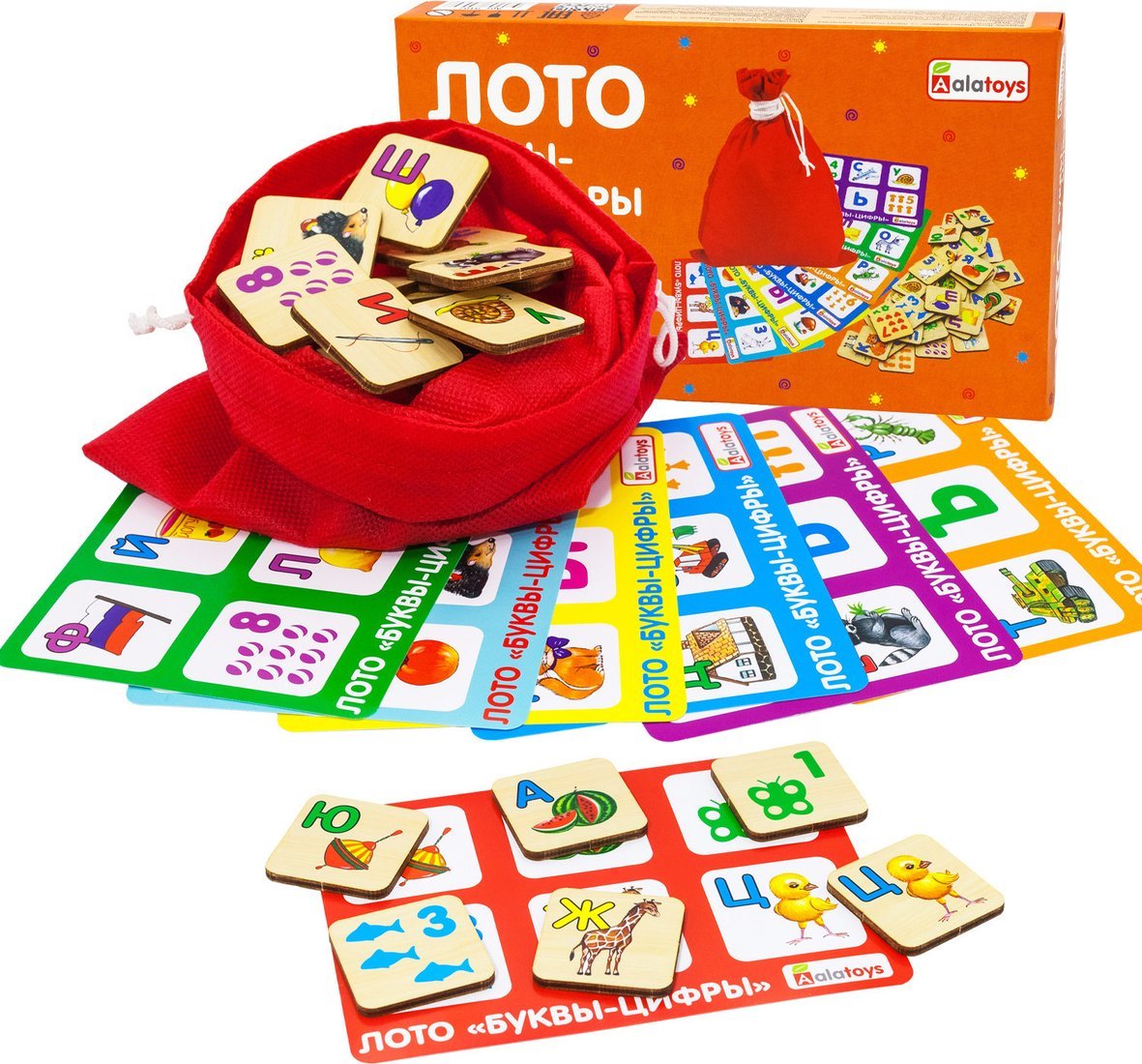 Развивающая игра Alatoys Лото Буквы-цифры ЛТ02 ПФ