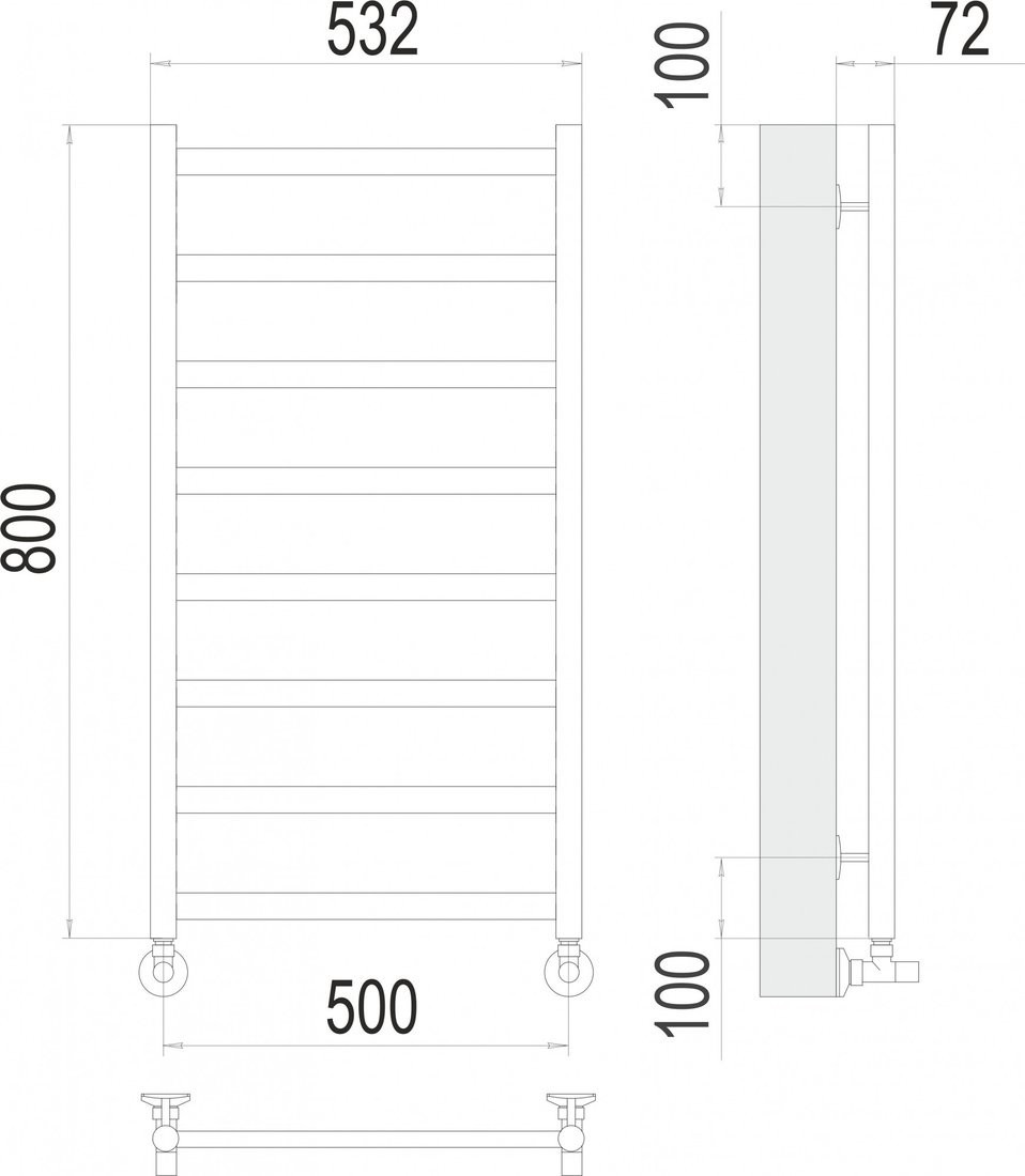 Полотенцесушитель TERMINUS Аврора П8 500x800 (золото)