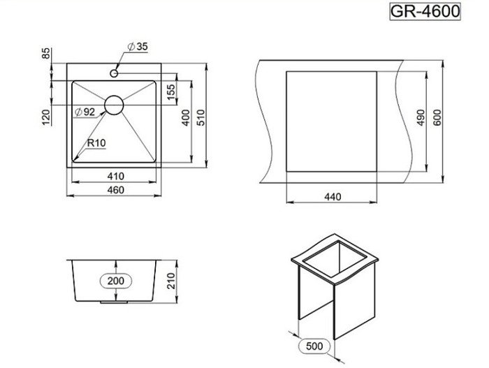 Кухонная мойка Granula GR-4600 (золото сатин)