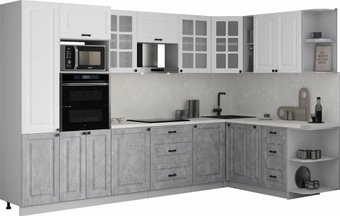 Готовая кухня Интерлиния Мила Деко 1.88x3.2 LV (керамика/белый/опал светлый)