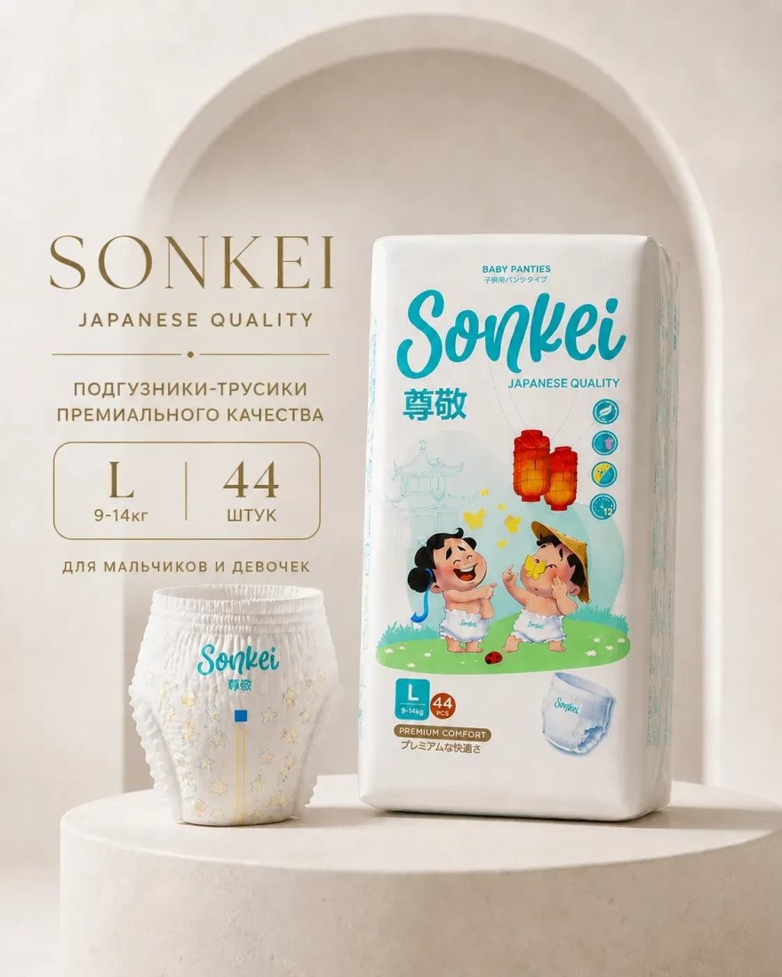 Трусики-подгузники Sonkei Premium L 9-14кг (44 шт)