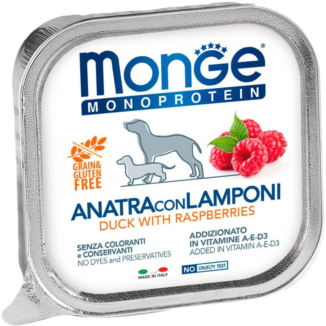 Сухой корм для собак Monge Natural Monoprotein Fruits из утки с малиной, ламистер (150 г)
