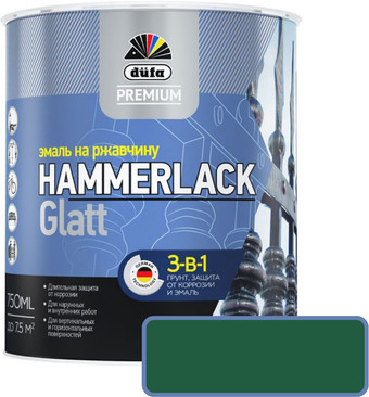 Эмаль Dufa Hammerlack на ржавчину гладкая RAL6005 (750 мл, зеленый мох)