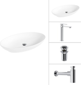 Умывальник Lauter 21571 + Moon 21СK81691C + сифон 21635CH + дон.клапан 21190CH (хром)