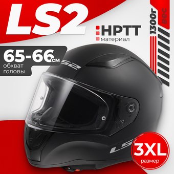 Мотошлем LS2 FF353 Rapid II Solid (3XL, черный матовый)