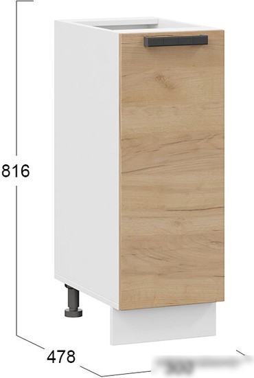 Шкаф напольный Трия Детройт 1Н3 (белый/дуб крафт золотой)