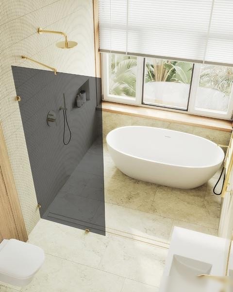 Душевая стенка MaybahGlass 79x195 MGD-274-3 (графитовое стекло/золото)