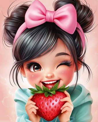 Алмазная мозаика Феникс+ Девочка с клубникой 71338