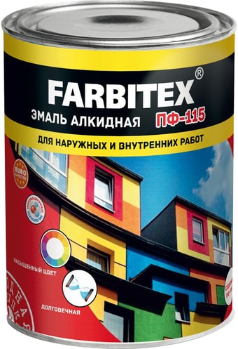 Эмаль Farbitex ПФ-115 0.8 кг (матовый белый)