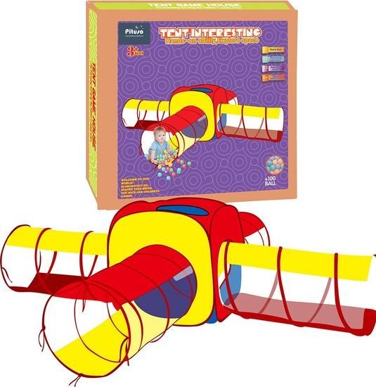 Игровая палатка Pituso Квадрат + 4 туннеля J1088H (100 шаров)