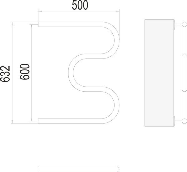 Полотенцесушитель TERMINUS М-образный 1" 600x500 бп