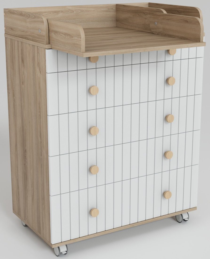Детский комод Incanto Lunna Charm МДФ 800/5 PK-0004/13mdf (дуб/белый)