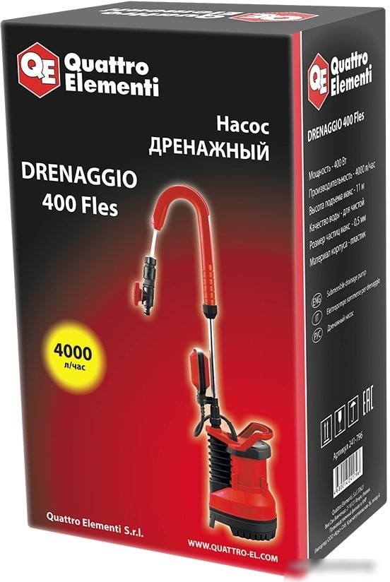 Дренажный насос Quattro Elementi Drenaggio 400 FLES