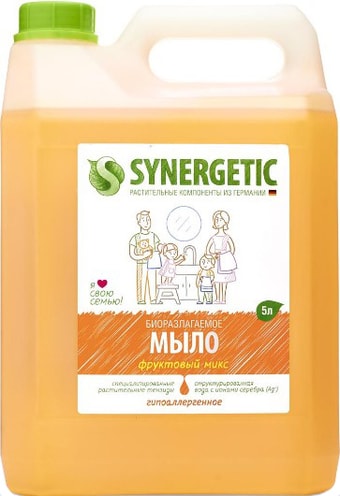 Synergetic Мыло жидкое для мытья рук и тела Фруктовый микс 5 л