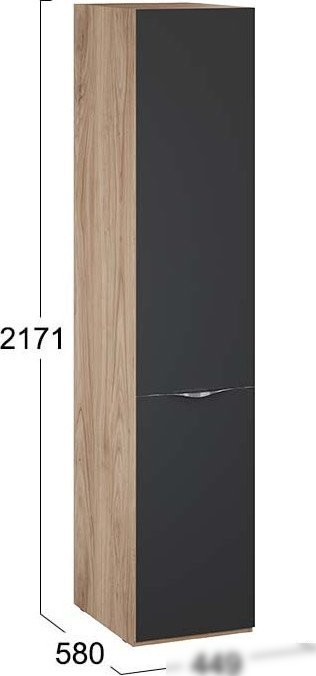 Шкаф-пенал Трия Глосс 580 СМ-319.07.001 (яблоня беллуно/cтекло графит матовый)