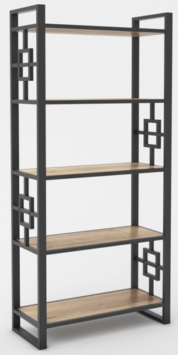 Стеллаж Hype Mebel Квадро 50x170 (черный/древесина белая)