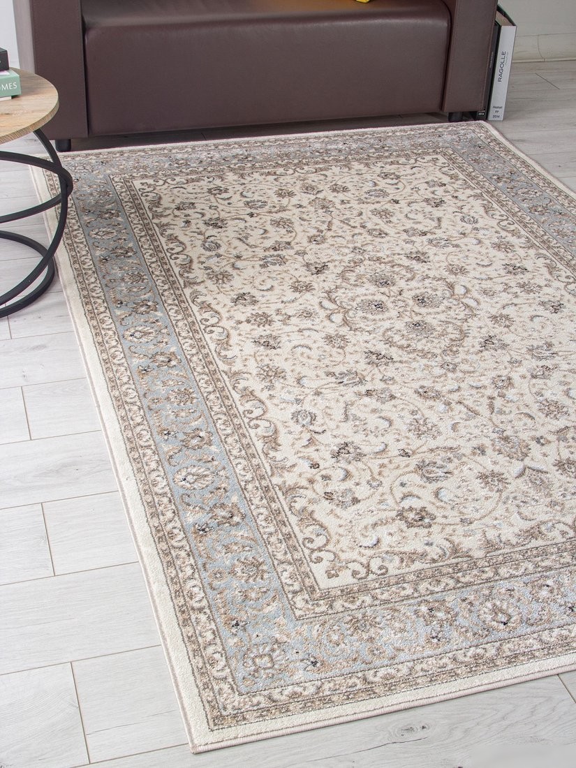 Ковер для жилой комнаты Merinos Valencia Deluxe F014-STAN-CREAM-L.BLUE (2.5x5)