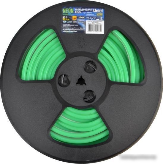 Гибкий неон Uniel ULS-N11-2835-120LED/m-8mm-IP67-DC24V-10W/m-15M-GREEN