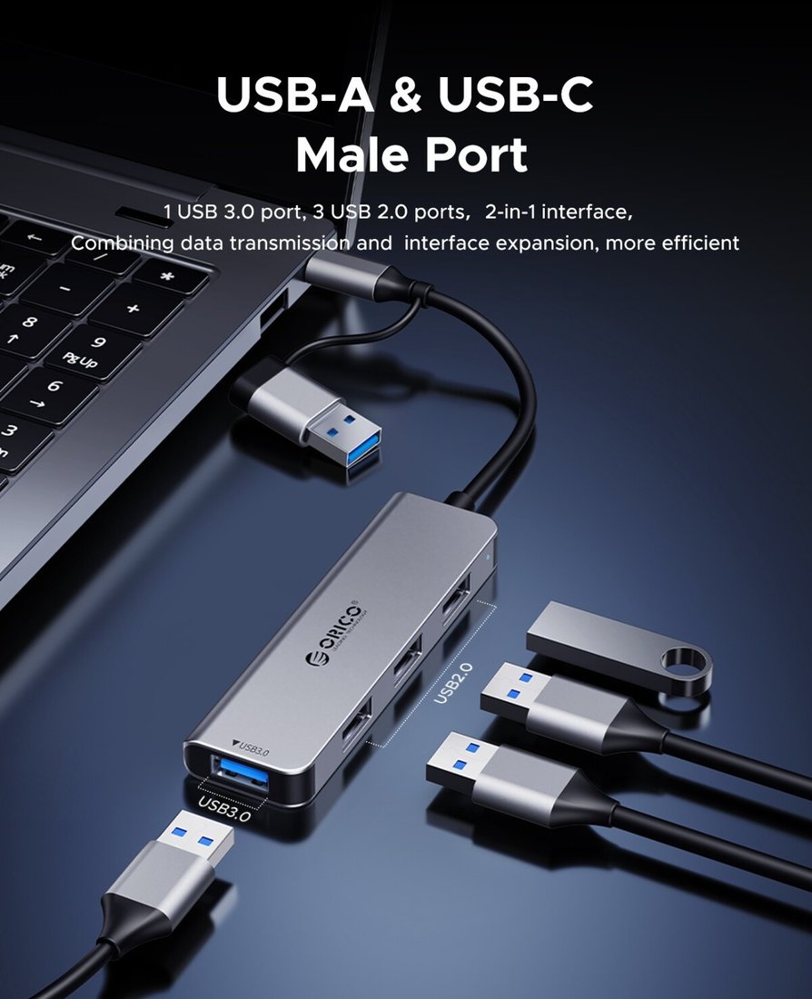 USB-хаб Orico YSA7-U3-GY-BP