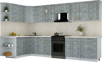 Готовая кухня Интерлиния Мила Шато 1.7x3.4 LV (керамика/керамика/опал светлый)