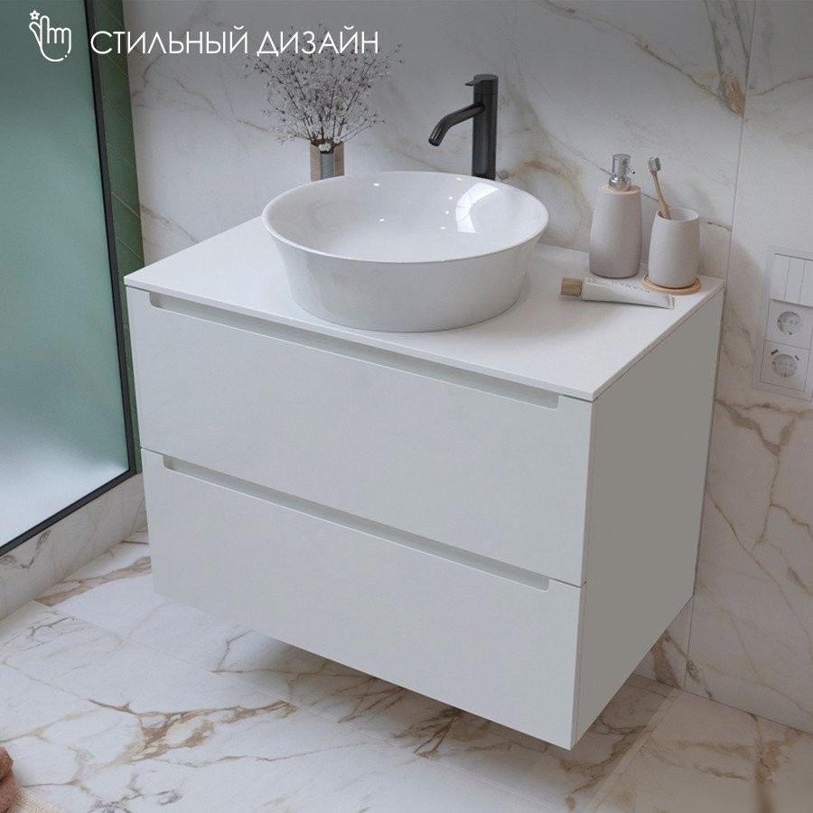 ЗОВ Тумба для ванной Дион 100 со столешницей D100LWP0M9003MKV5-T995C2 (белый матовый)