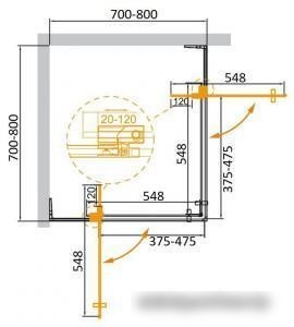 Душевой уголок Cezares SLIDER-A-2-70/80-GRIGIO-NERO