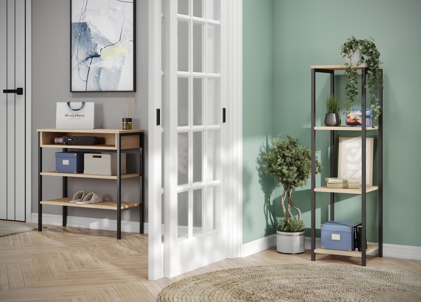 Стеллаж Mio Tesoro Mila Loft (дуб сонома/черный)