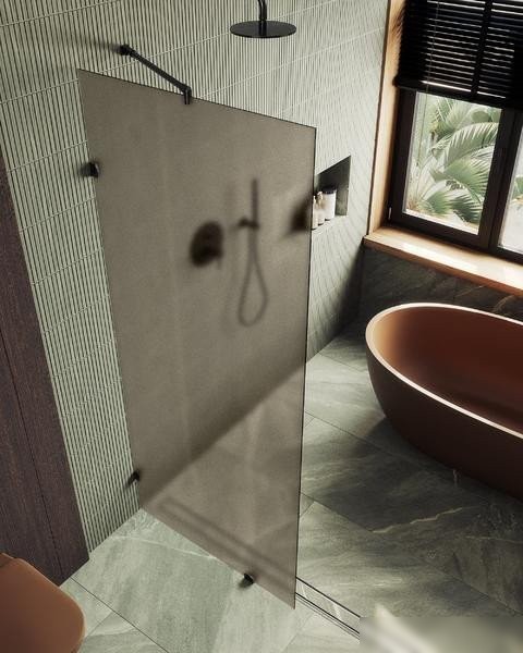 Душевая стенка MaybahGlass 79x195 MGD-265-6 (бронзовое матовое стекло/черный)