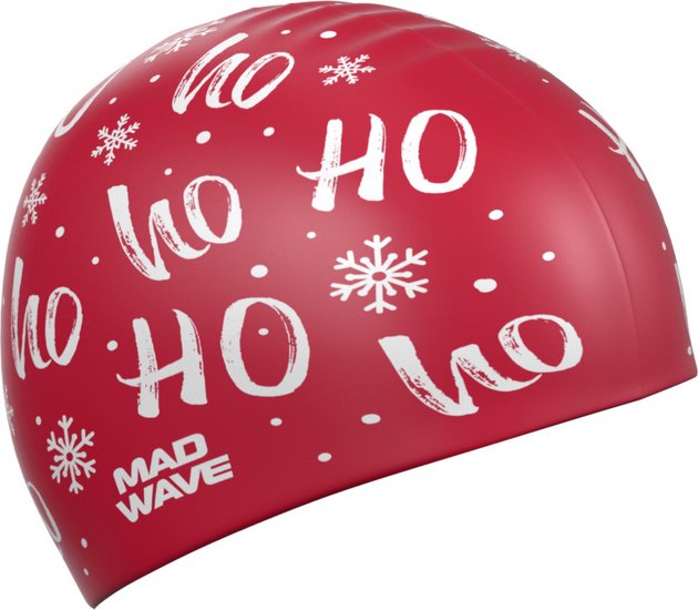 Шапочка для плавания Mad Wave New Year (ho-ho-ho, красный)