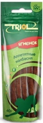 Лакомство для собак Triol Колбаски из ягненка (40 г)