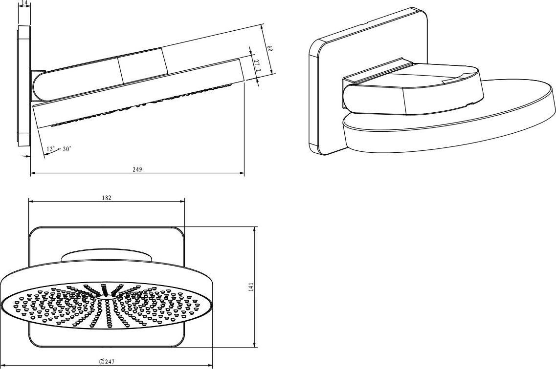Верхний душ Vincea Inspire VSHD-3I1CCH