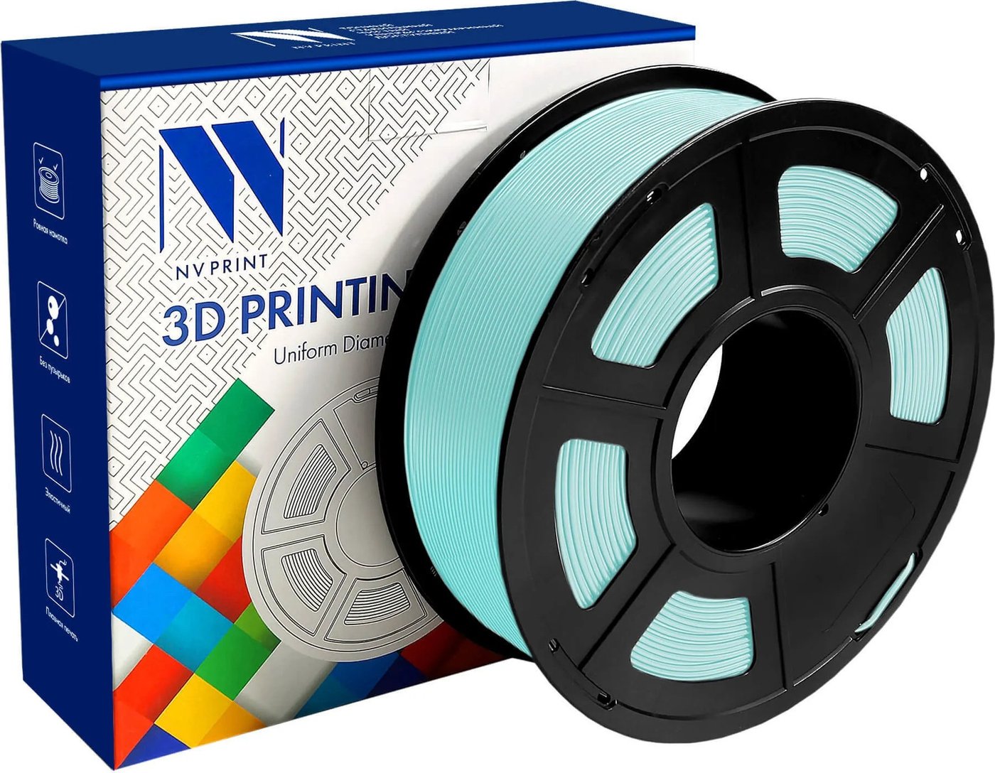 Филамент NV Print NV-3D-TPU-SILK-LightBLUE (1.75мм, 1кг, светло-голубой)