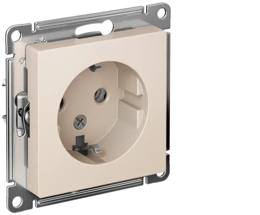 Розетка Systeme Electric AtlasDesign ATN000243 с заземлением + ATN000201 (бежевый/бежевый)