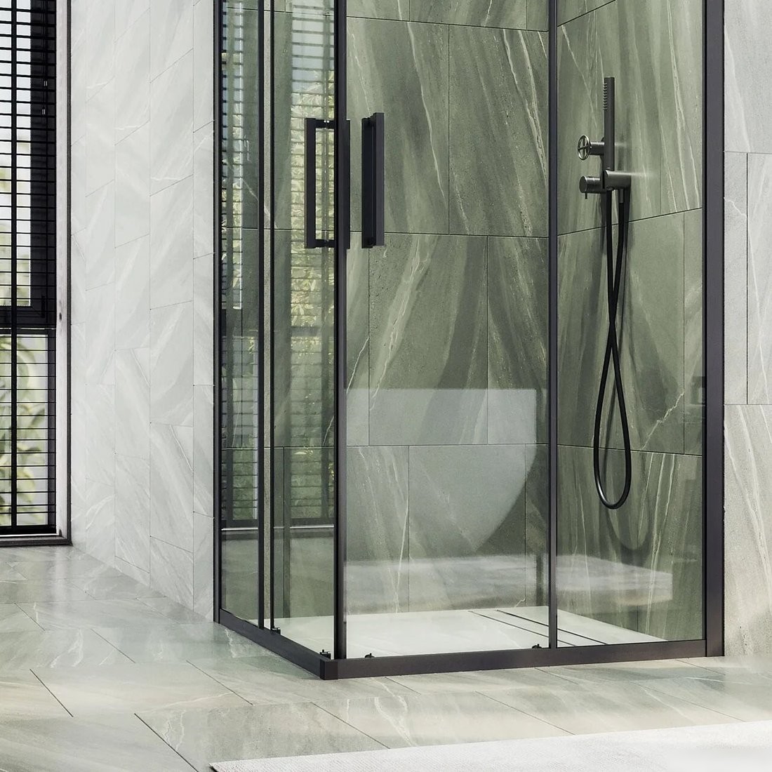 Душевой уголок MaybahGlass MGY-1323-6 (бесцветное стекло/черный)