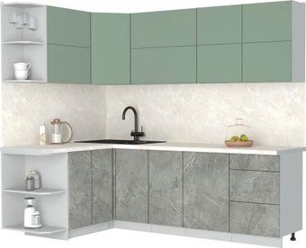 Кухонный модуль Интерлиния Мила Матте 1.5x2.4 А (мята/керамика/опал светлый)