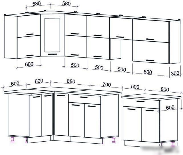 Угловая кухня Интерлиния Мила Gloss 50-12x29 (белый/асфальт глянец)