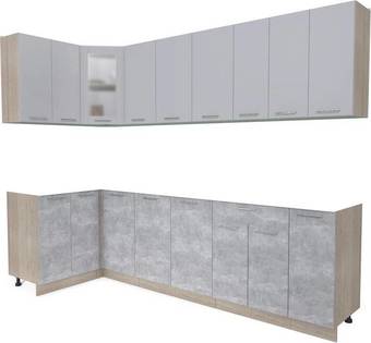 Готовая кухня Интерлиния Мила 12x27 без столешницы (серебристый/бетон)