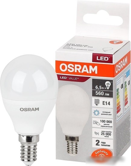 Светодиодная лампа Osram LV CL P60 7 SW/865 230V E14 10X1 RU