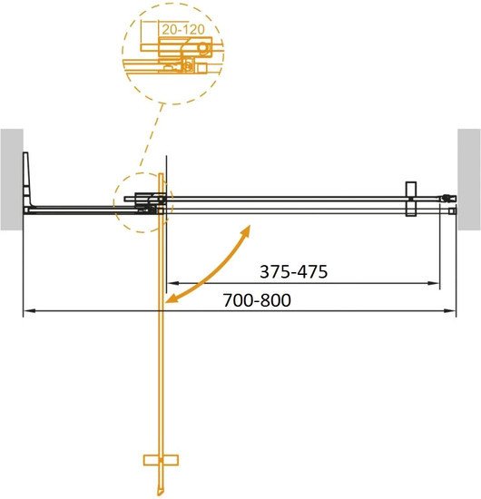 Душевая дверь Cezares SLIDER-B-1-70/80-C-NERO