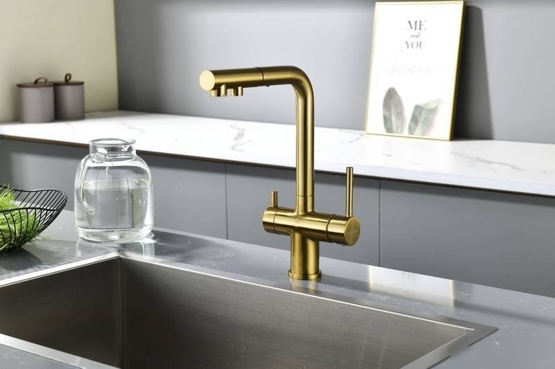Смеситель Paulmark Serpentine Se213222-BG (золото/брашированное золото)